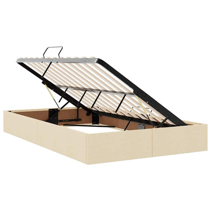 Bett mit Stauraum und LED mit Matratze Creme 120 x 200 cm Stoff