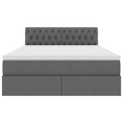 Bett mit Stauraum und LED mit LED Dunkelgrau 140 x 200 cm Stoff