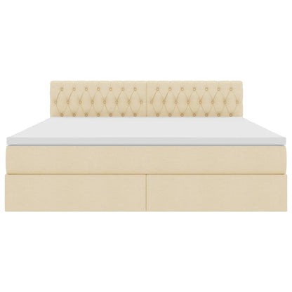 Bett mit Stauraum und LED mit Matratze Creme 160 x 200 cm Stoff