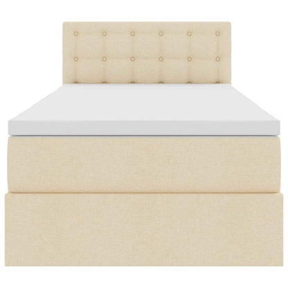 Bett mit Stauraum und LED mit Matratze Creme 90 x 190 cm Stoff