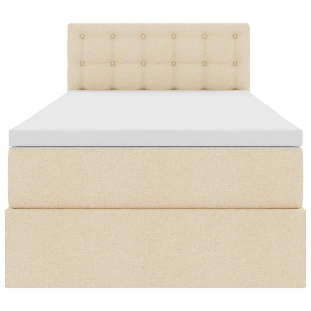 Bett mit Stauraum und LED mit Matratze Creme 90 x 200 cm Stoff