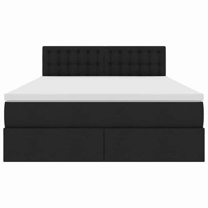 Bett mit Stauraum und LED mit LED Schwarz 140 x 190 cm Stoff