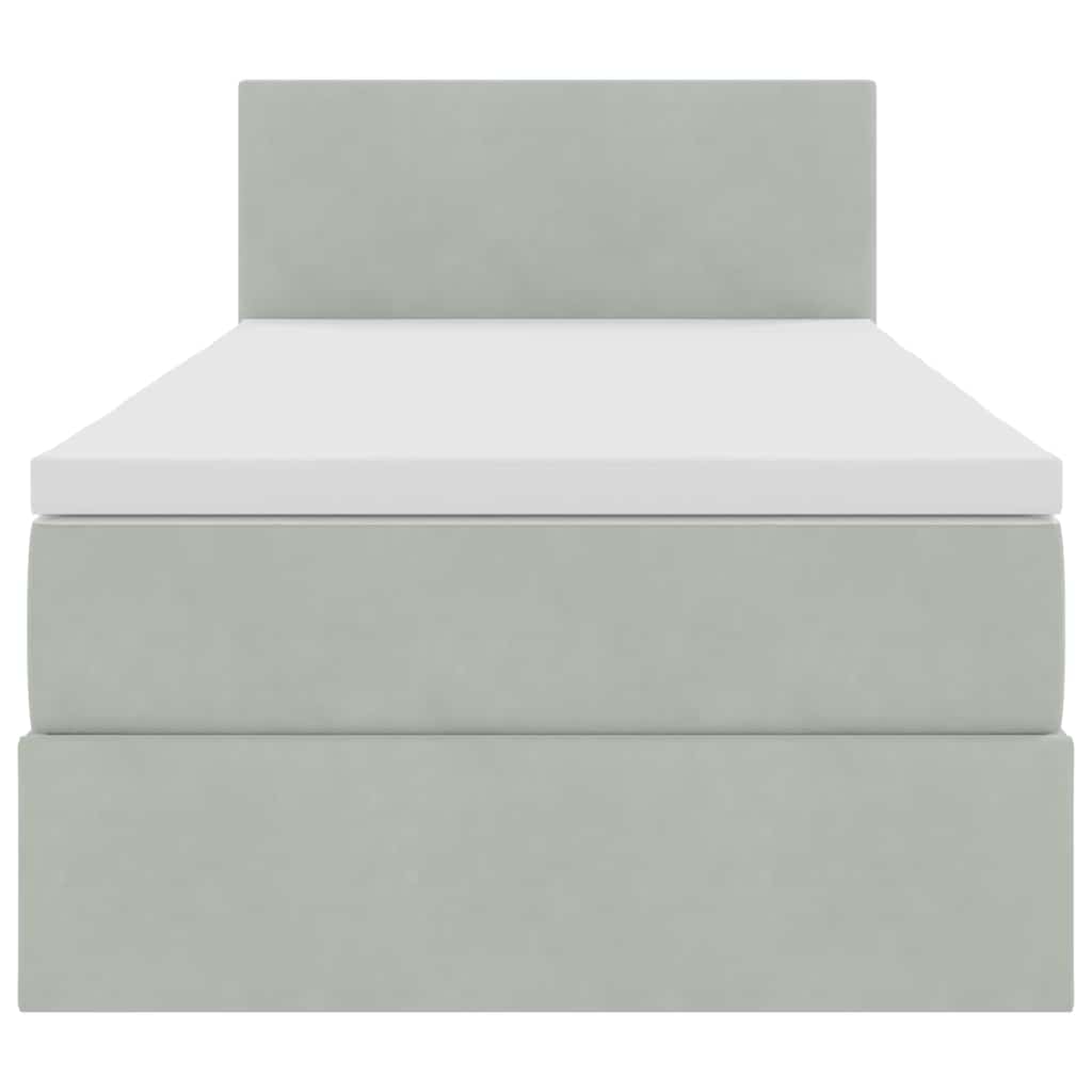 Bett mit Stauraum und LED mit LED Hellgrau 90 x 200 cm Samt