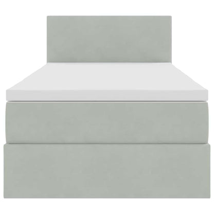 Bett mit Stauraum und LED mit LED Hellgrau 90 x 200 cm Samt