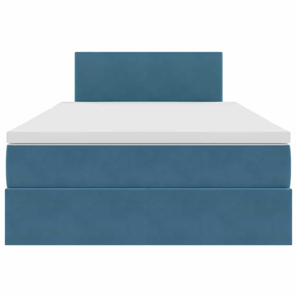 Bett mit Stauraum und LED mit Matratze Blau 120 x 190 cm Samt