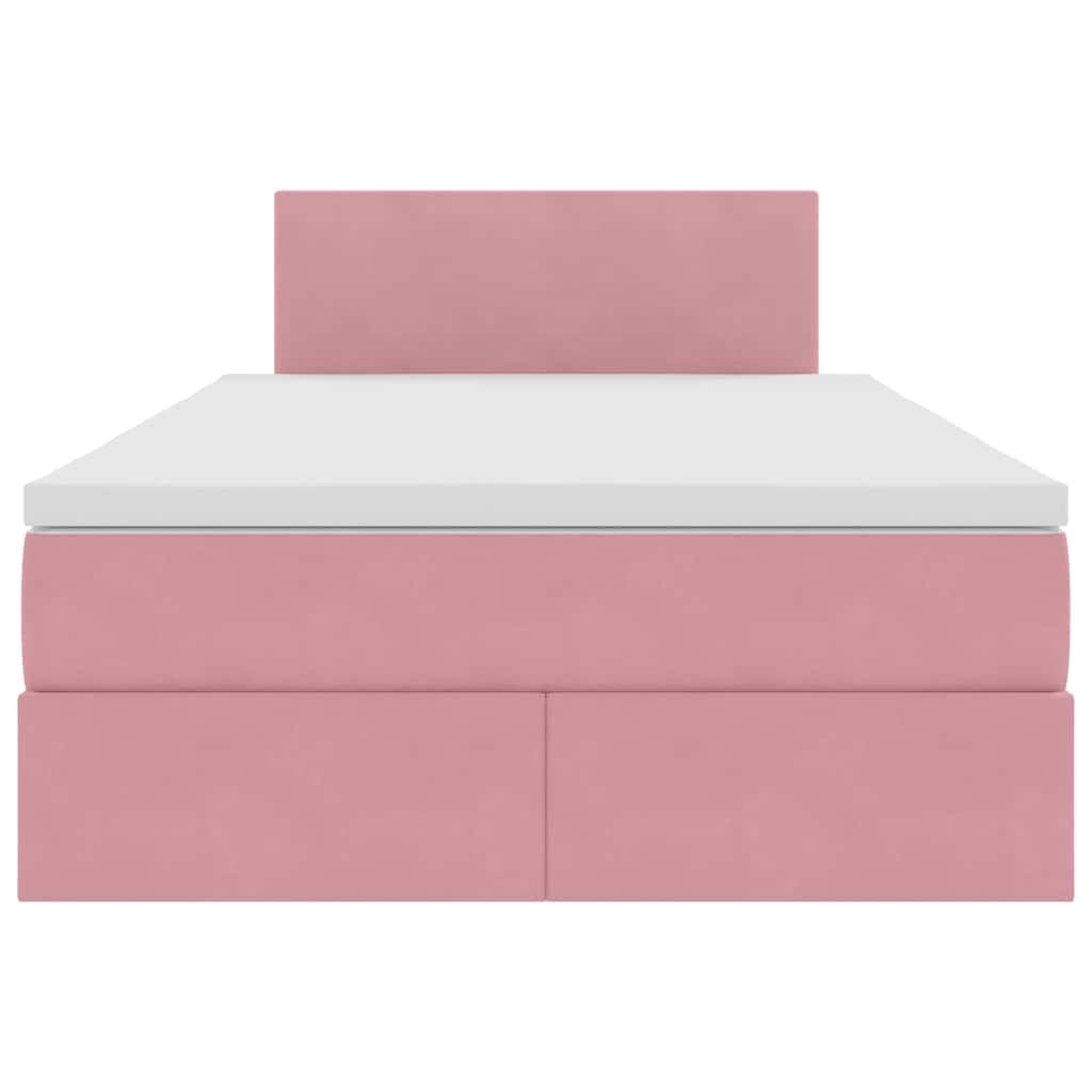 Bett mit Stauraum und LED mit Matratze Rosa 120 x 200 cm Samt