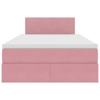 Bett mit Stauraum und LED mit Matratze Rosa 120 x 200 cm Samt