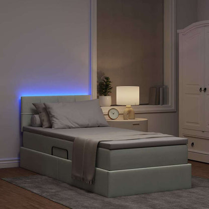 Bett mit Stauraum und LED mit LED Hellgrau 100 x 200 cm Samt