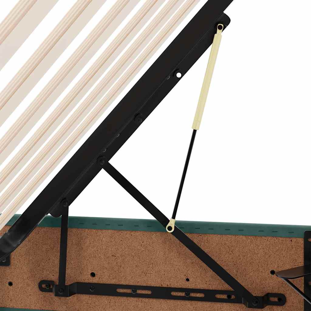 Bett mit Stauraum und LED mit LED Dunkelgrün 140 x 190 cm Samt