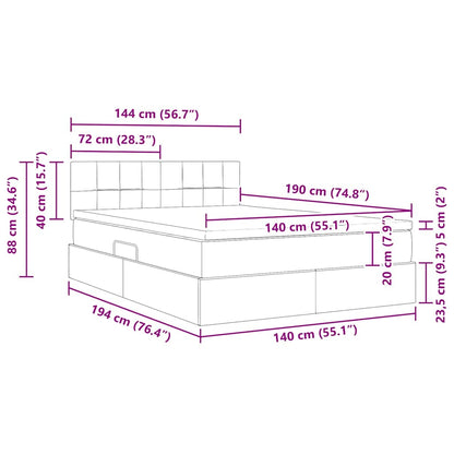 Bett mit Stauraum und LED mit LED Dunkelgrün 140 x 190 cm Samt