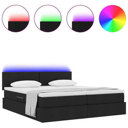 Bett mit LED-Lichtleisten Schwarz 180 x 200 cm Stoff