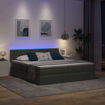 Bett mit LED-Lichtleisten Dunkelgrau 180 x 200 cm Stoff