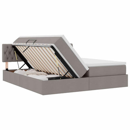 Bett mit LED-Lichtleisten mit Kopfteil Taupe 180 x 200 cm Stoff