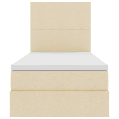 Aufbewahrungsbett mit Matratze Creme 100 x 200 cm Polyester