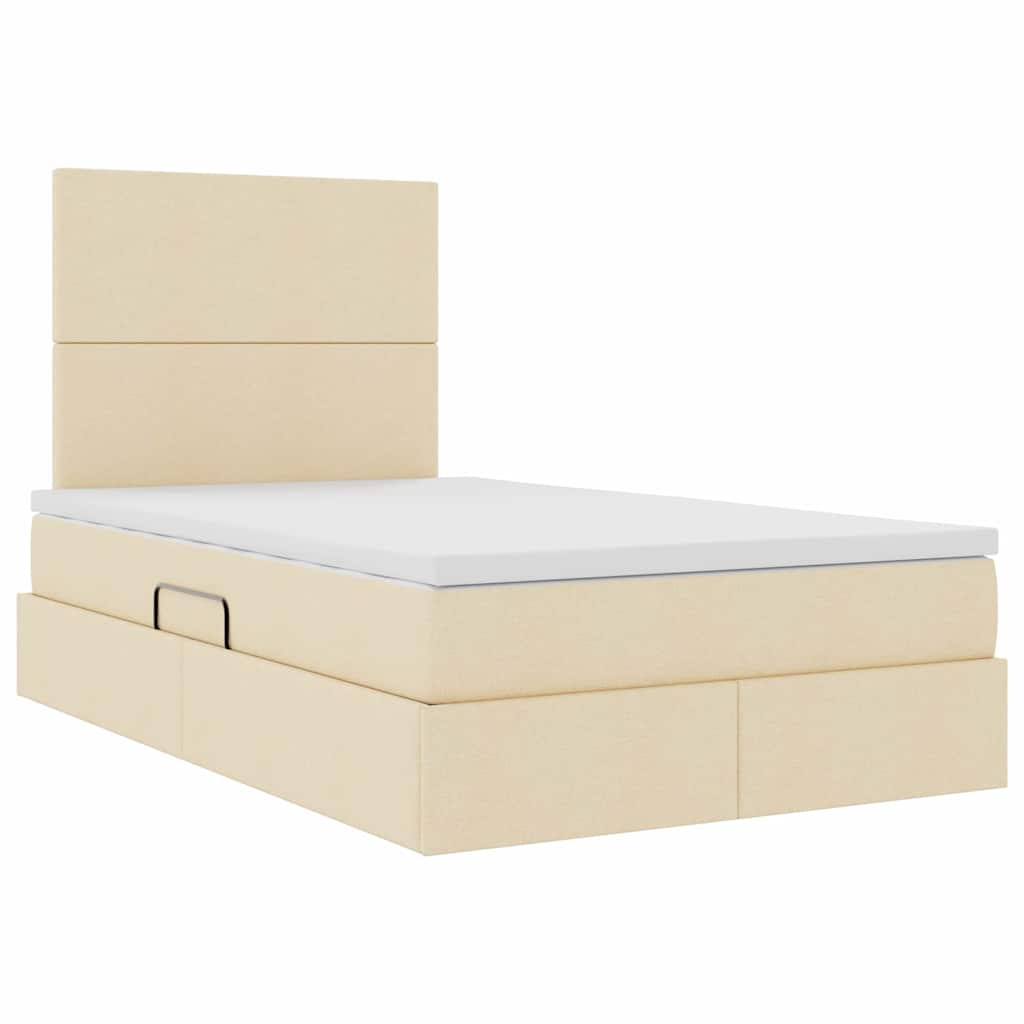 Aufbewahrungsbett mit Matratze Creme 120 x 200 cm Polyester