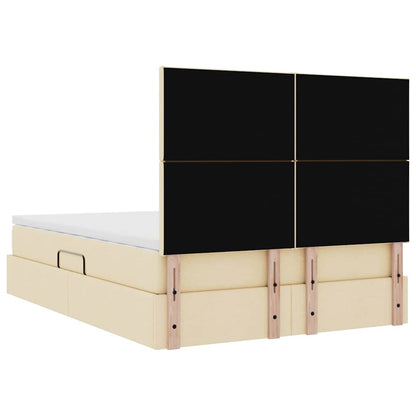 Aufbewahrungsbett mit Matratze Creme 140 x 190 cm Polyester