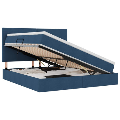 Aufbewahrungsbett mit Matratze Blau 160 x 200 cm Polyester