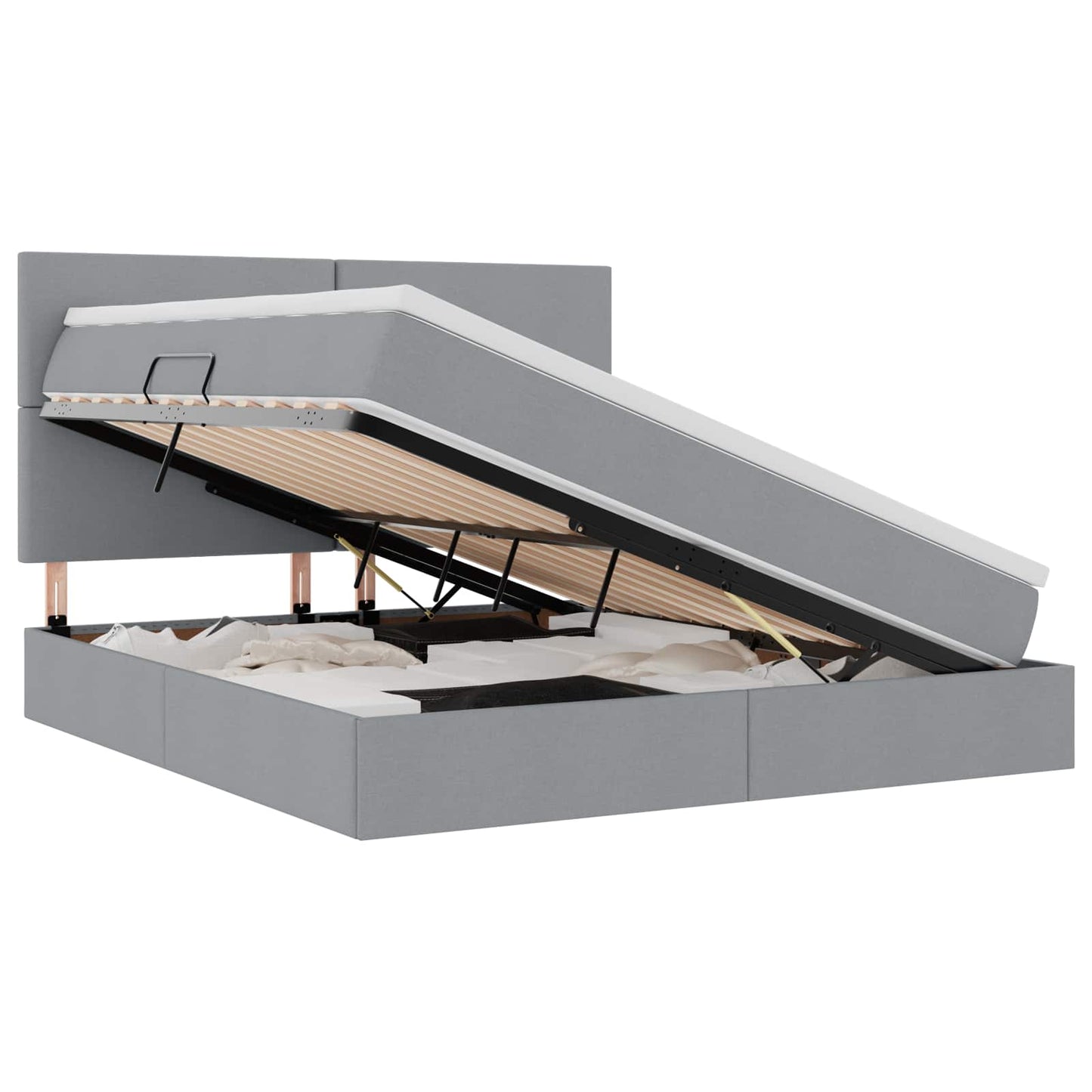 Aufbewahrungsbett mit Matratze Hellgrau 180 x 200 cm Polyester