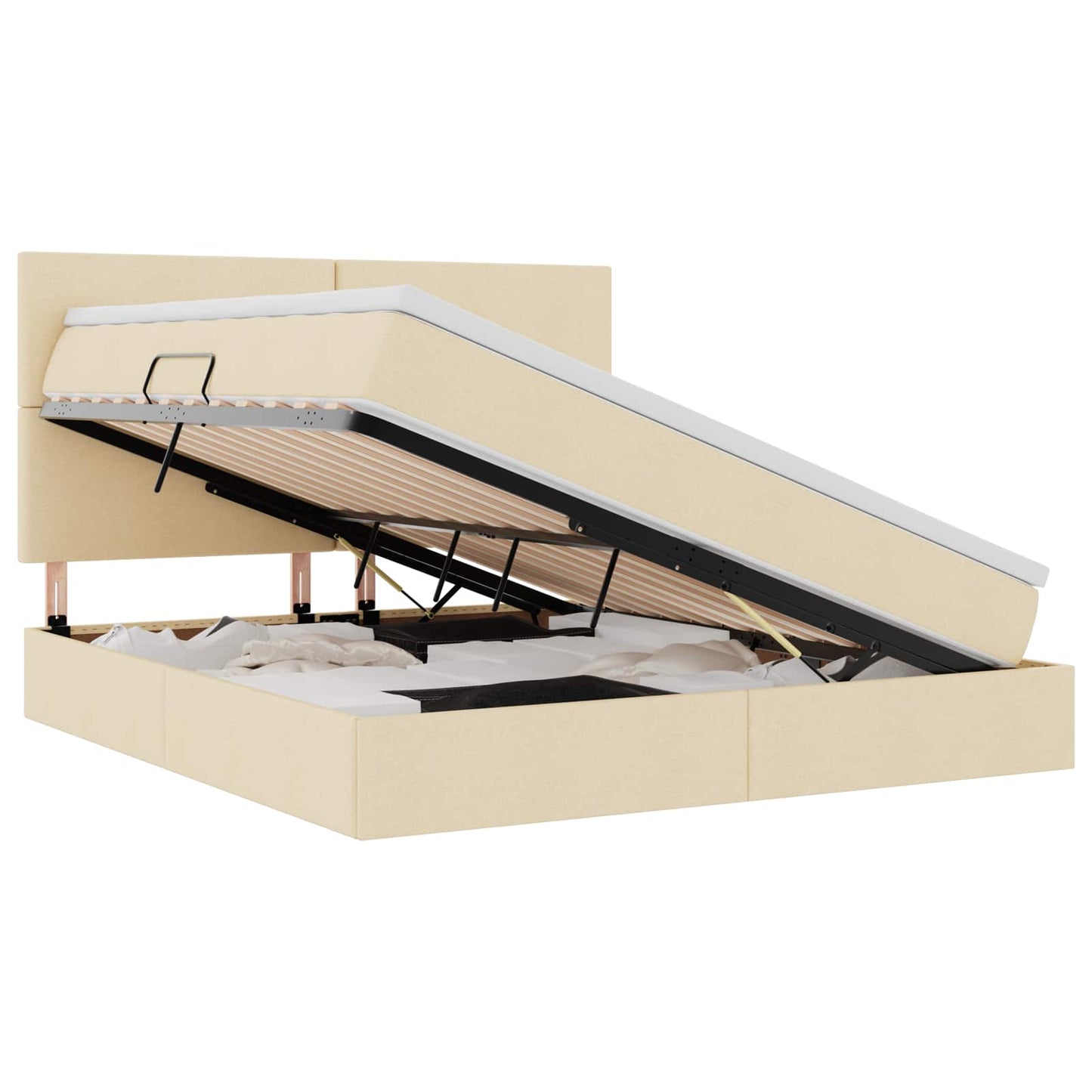 Aufbewahrungsbett mit Matratze Creme 180 x 200 cm Polyester