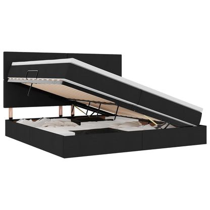 Aufbewahrungsbett mit Matratze Schwarz 200 x 200 cm Polyester