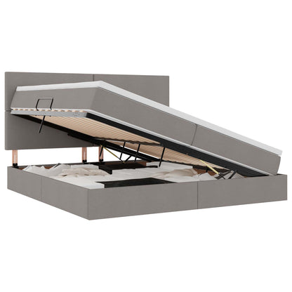 Aufbewahrungsbett mit Matratze Taupe 200 x 200 cm Polyester