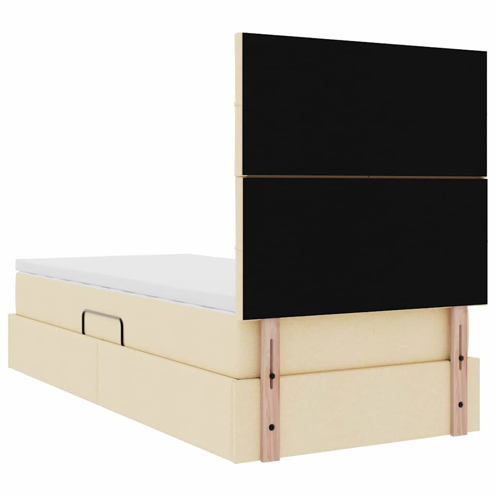 Aufbewahrungsbett mit Matratze Creme 90 x 200 cm Polyester