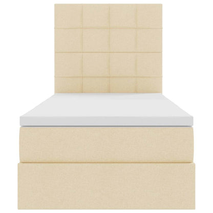 Aufbewahrungsbett mit Matratze Creme 100 x 200 cm Polyester