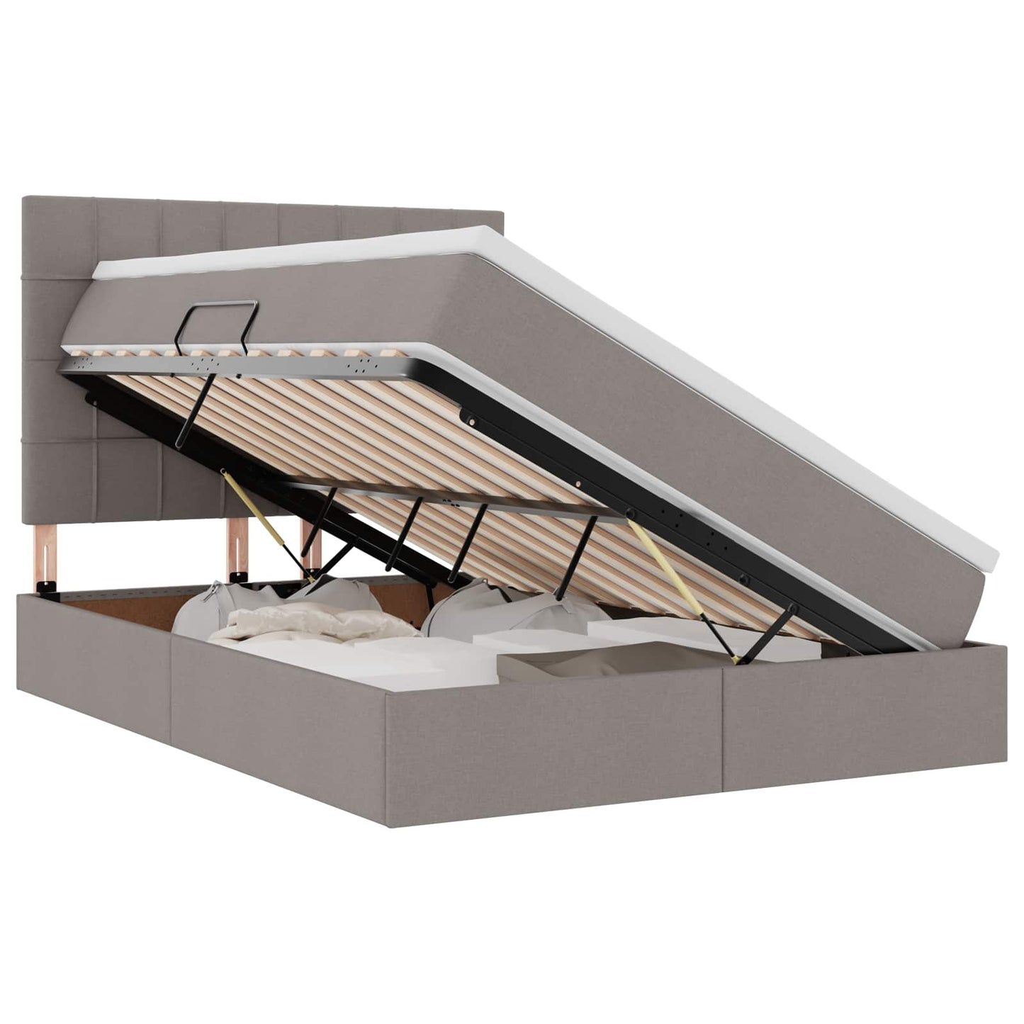 Aufbewahrungsbett mit Matratze Taupe 140 x 190 cm Polyester