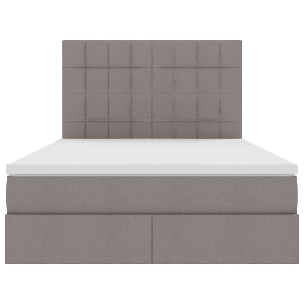 Aufbewahrungsbett mit Matratze Taupe 140 x 190 cm Polyester