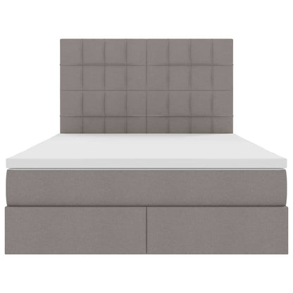 Aufbewahrungsbett mit Matratze Taupe 140 x 190 cm Polyester
