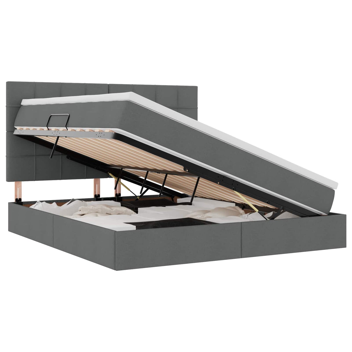 Aufbewahrungsbett mit Matratze Dunkelgrau 160 x 200 cm