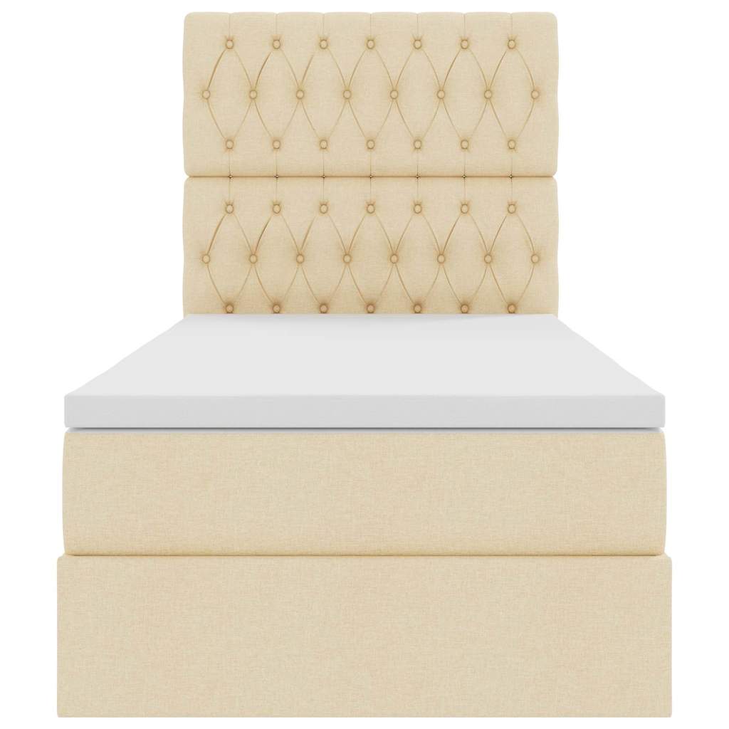 Aufbewahrungsbett mit Matratze Creme 100 x 200 cm Polyester