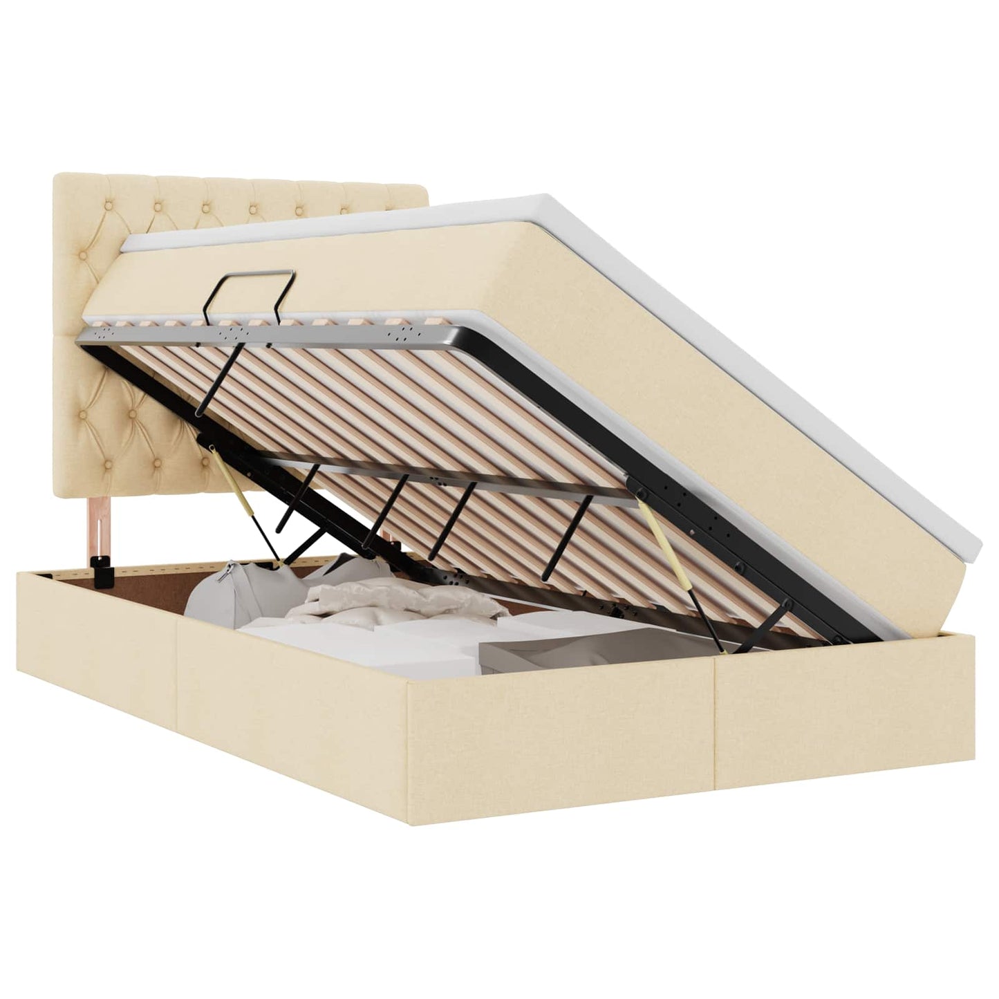 Aufbewahrungsbett mit Matratze Creme 120 x 200 cm Polyester