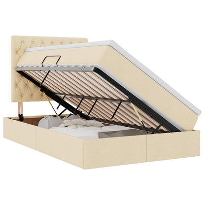 Aufbewahrungsbett mit Matratze Creme 120 x 200 cm Polyester