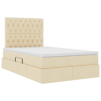 Aufbewahrungsbett mit Matratze Creme 120 x 200 cm Polyester