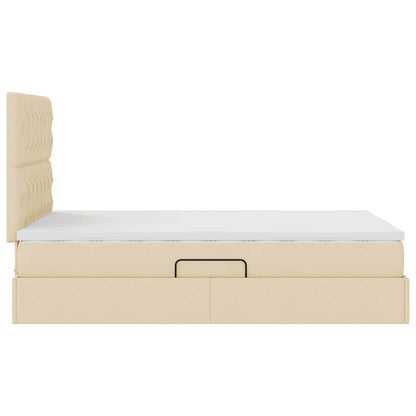 Aufbewahrungsbett mit Matratze Creme 120 x 200 cm Polyester