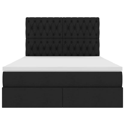 Aufbewahrungsbett mit Matratze Schwarz 140 x 190 cm Polyester