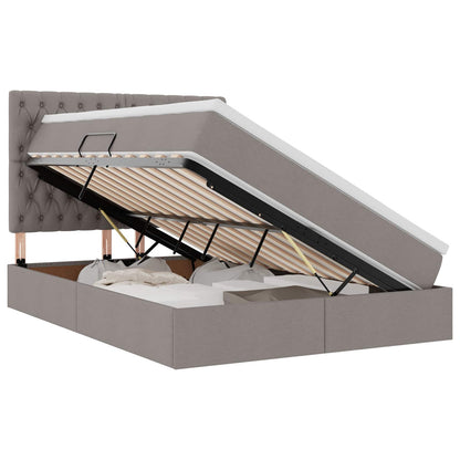 Aufbewahrungsbett mit Matratze Taupe 140 x 190 cm Polyester