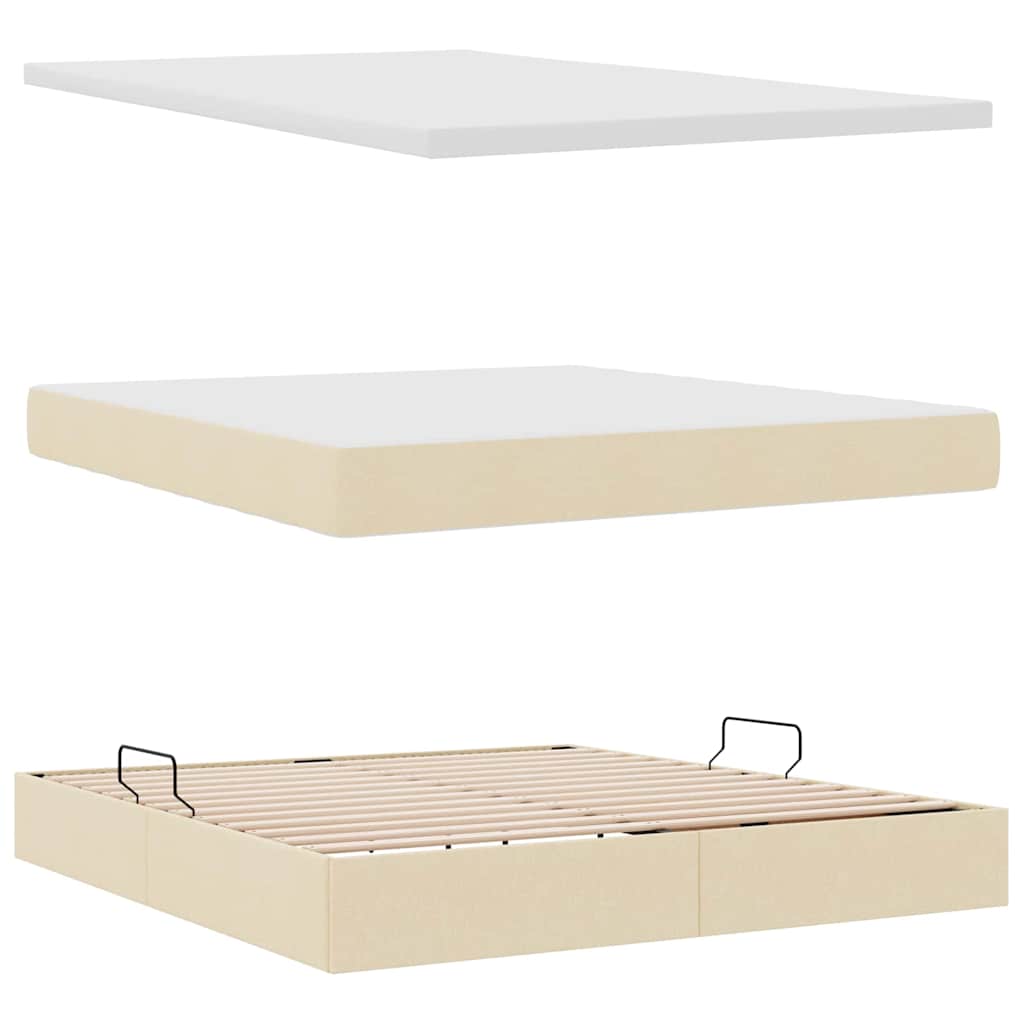 Aufbewahrungsbett mit Matratze Creme 180 x 200 cm Polyester