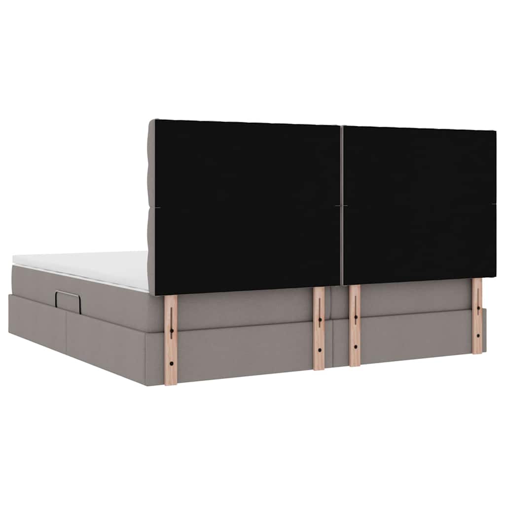 Aufbewahrungsbett mit Matratze Taupe 200 x 200 cm Polyester