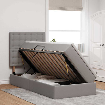 Aufbewahrungsbett mit Matratze Taupe 90 x 200 cm Polyester
