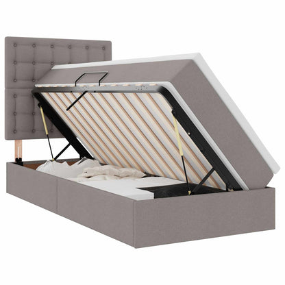 Aufbewahrungsbett mit Matratze Taupe 90 x 200 cm Polyester