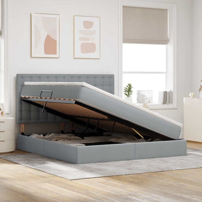 Aufbewahrungsbett mit Matratze Hellgrau 160 x 200 cm Polyester