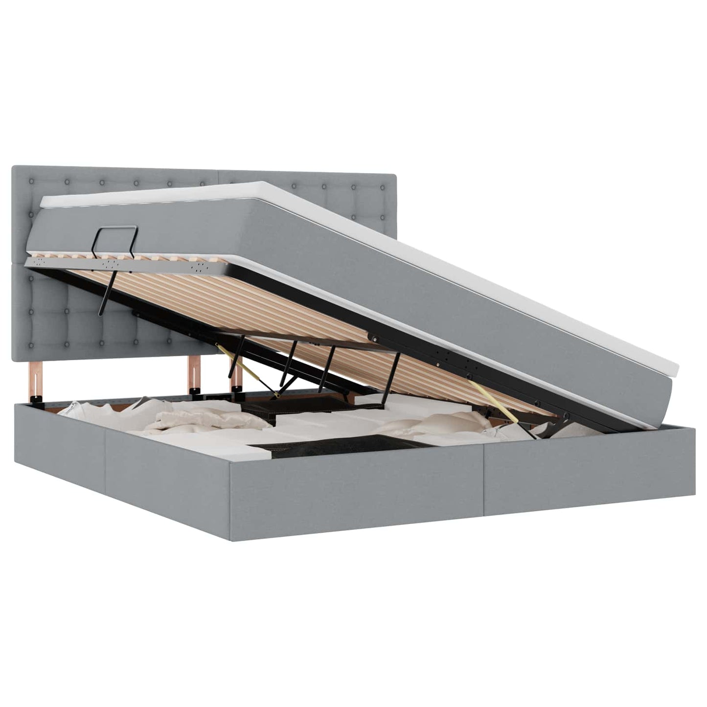 Aufbewahrungsbett mit Matratze Hellgrau 160 x 200 cm Polyester