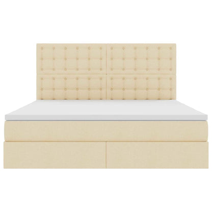 Aufbewahrungsbett mit Matratze Creme 160 x 200 cm Polyester