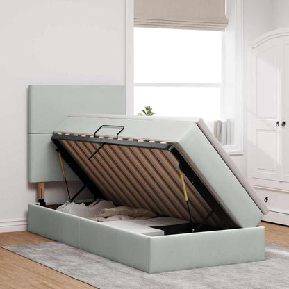 Aufbewahrungsbett mit Matratze Hellgrau 90 x 190 cm Samt