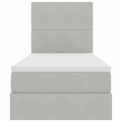 Aufbewahrungsbett mit Matratze Hellgrau 90 x 190 cm Samt