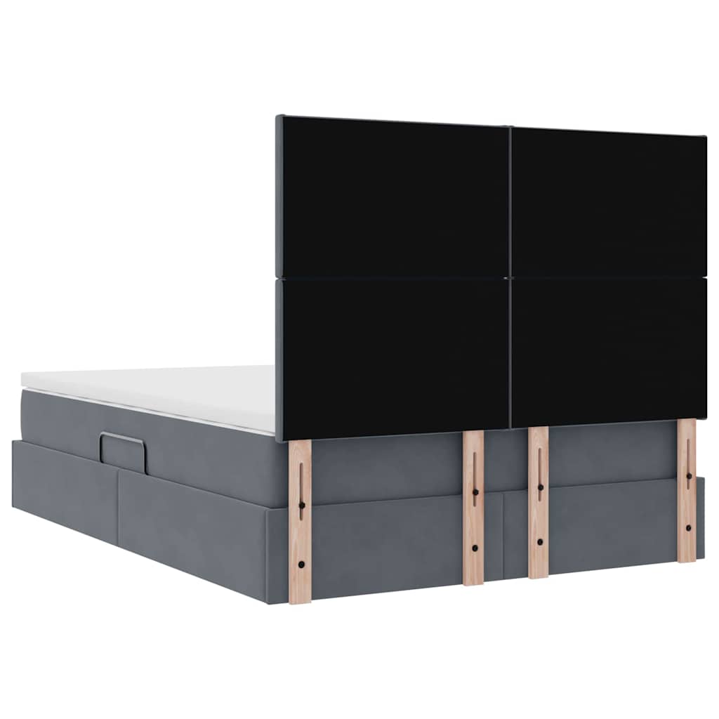 Aufbewahrungsbett mit Matratze Dunkelgrau 140 x 200 cm Samt