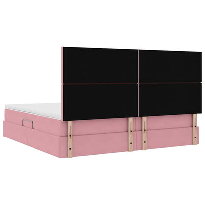 Aufbewahrungsbett mit Matratze Rosa 200 x 200 cm Samt