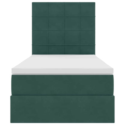 Aufbewahrungsbett mit Matratze Dunkelgrün 90 x 190 cm Samt